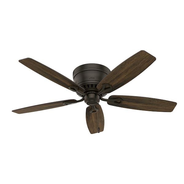 Hunter Oakhurst Ii 52 In Low Profile Led Indoor New Bronze Ceiling Fan With Light Kit 52300 The Home Depot - Low Profile Ceiling Fan No Light Home Depot