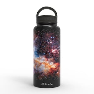 32 oz. Nebula Panther Black Insulated Stainless Steel Water Bottle with D-Ring Lid