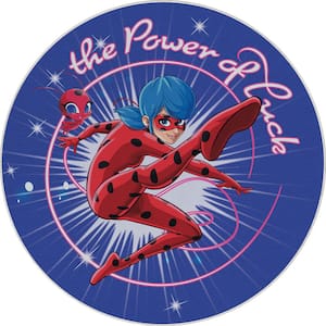 Miraculous Ladybug Blue 5 ft. 3 in. Round Power of Luck Area Rug