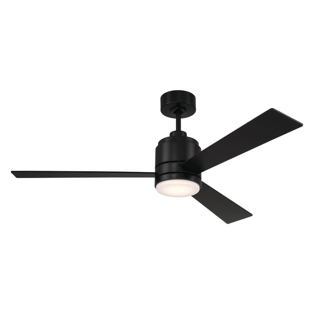 Flat Black 52" Ceiling Fan with Frost White Acrylic Light