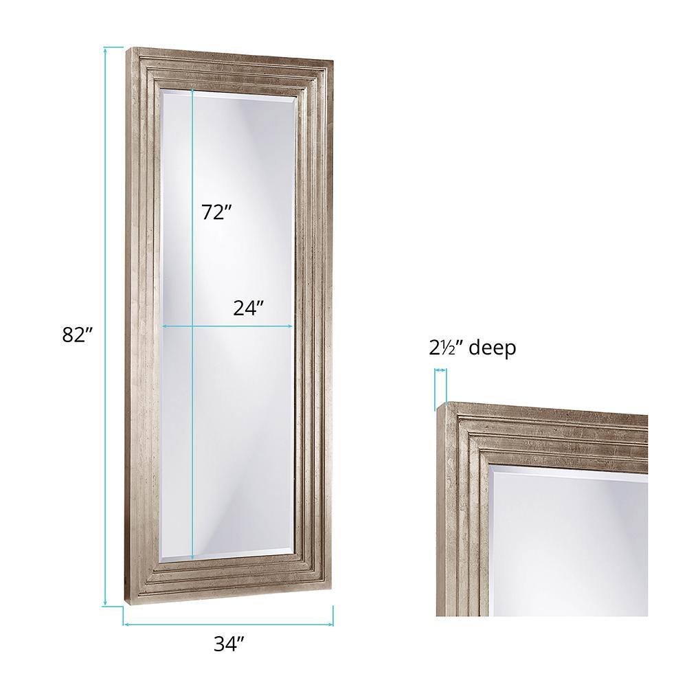 Tall Charcoal Gray Wood Full Length Rectangular Mirror