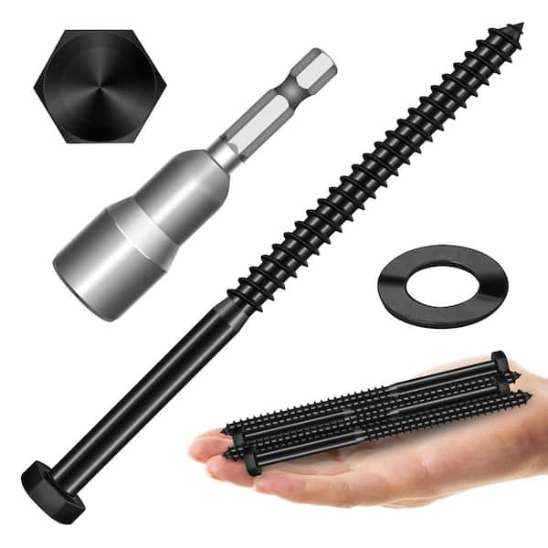 3/8 in. x 6 in. Stainless Steel Hex Drive Hex Head Lag Screws, Black Oxide (8-Pack)