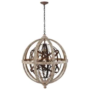 5-Light Grey No Decorative Accents Shaded Circle Chandelier for Dining Room, Foyer with No Bulbs Included