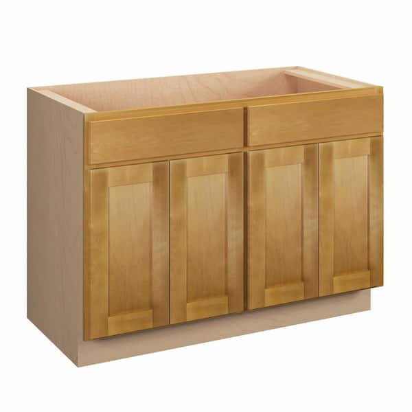 Aberdeen Recessed 48 in. W x 34.5 in. H x 24 in. D in Caramel Plywood Assembled Sink Base Cabinet