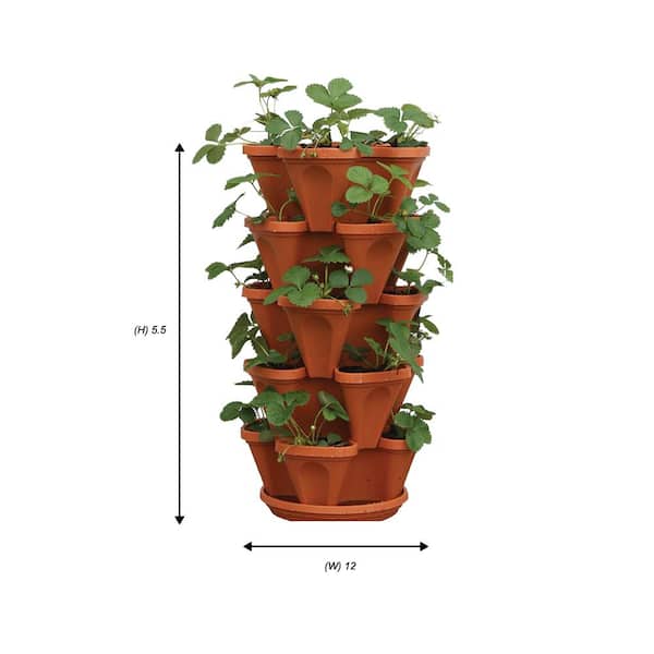 12 in. x 5.5 in. Terracotta Plastic Vertical Stackable Planter