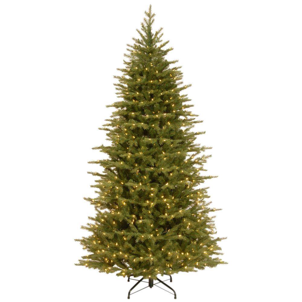 National Tree 7 .5' "Feel Real" Nordic Spruce Slim Hinged Tree with 750 Clear Lights