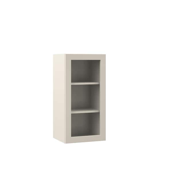 Hampton Bay Designer Series Melvern 15 in. W x 12 in. D x 30 in. H Assembled Shaker Open Shelf Wall Kitchen Cabinet in Cloud