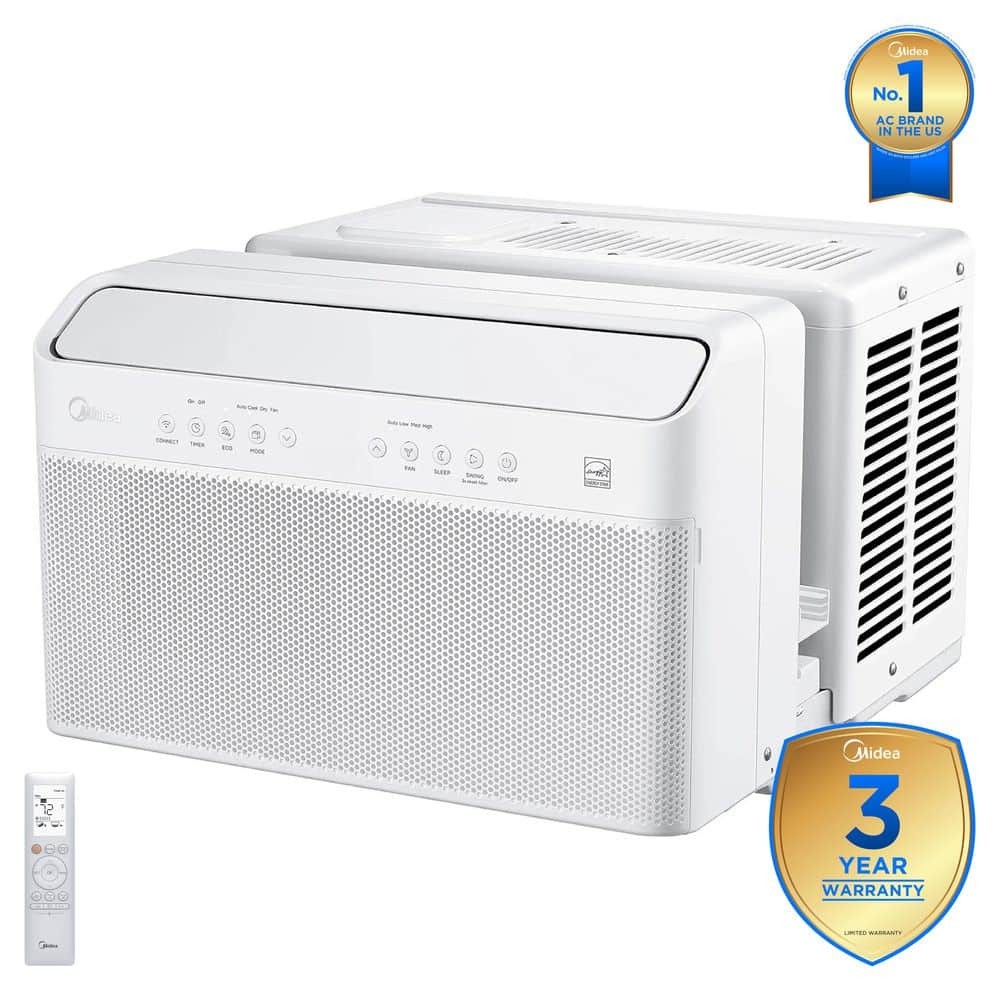 (2)midea 10000 btu doe smart inverter u-shaped window air conditioner for spaces up to 450 sq ft