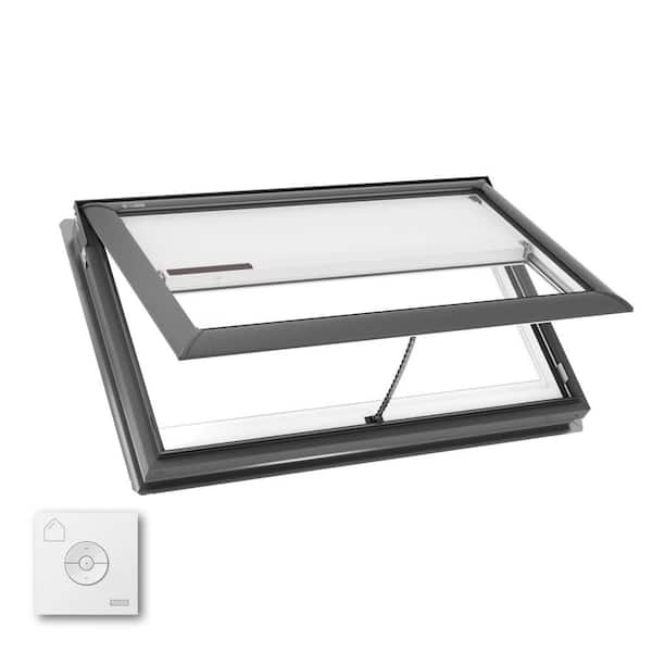 44-1/4 x 26-7/8 in. Manual Venting Deck Mount Skylight with Laminated LowE3 Glass, Solar Powered Room Darkening Shade