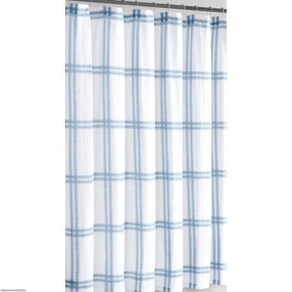 Farmhouse Plaid Shower Curtain Sc3251 6200, Farmhouse Blue And White Shower Curtain