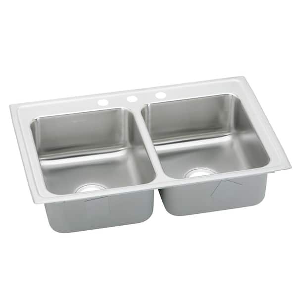 Elkay Lustertone Drop-In Stainless Steel 29 in. 3-Hole Double Bowl ADA Compliant Kitchen Sink with 6 in. Bowls