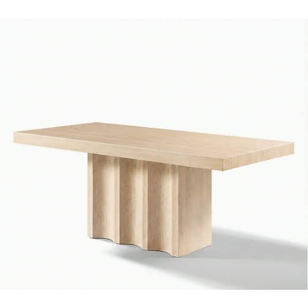 Acme Furniture Poe Travertine Stone 71 in. Pedestal Base Dining