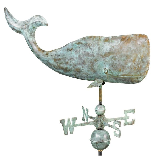 37 in. Whale Weathervane - Blue Verde Copper