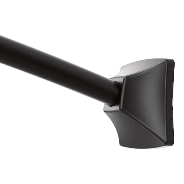 MOEN 72 in. Permanent Adjustable Curved Shower Rod with Square Flange in Matte Black