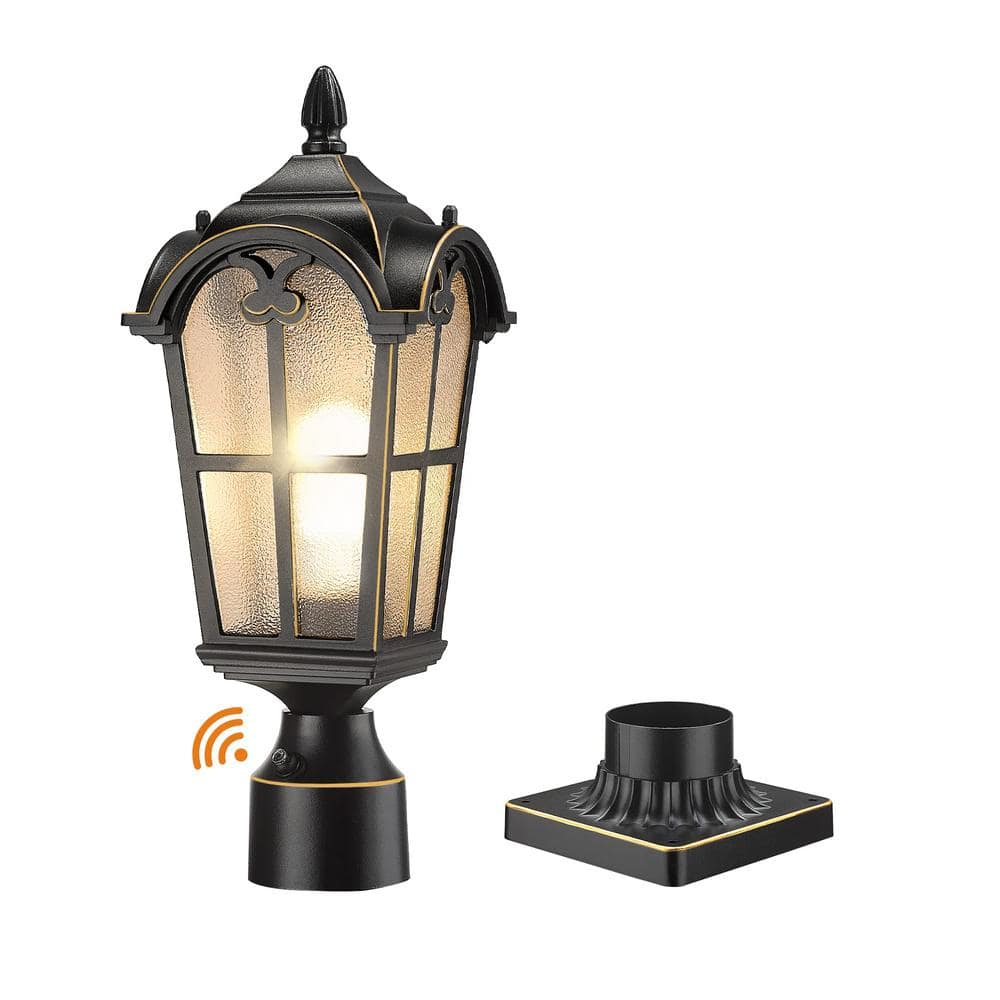JAZAVA 1Light Black Aluminum Dusk to Dawn Hardwired Outdoor Weather