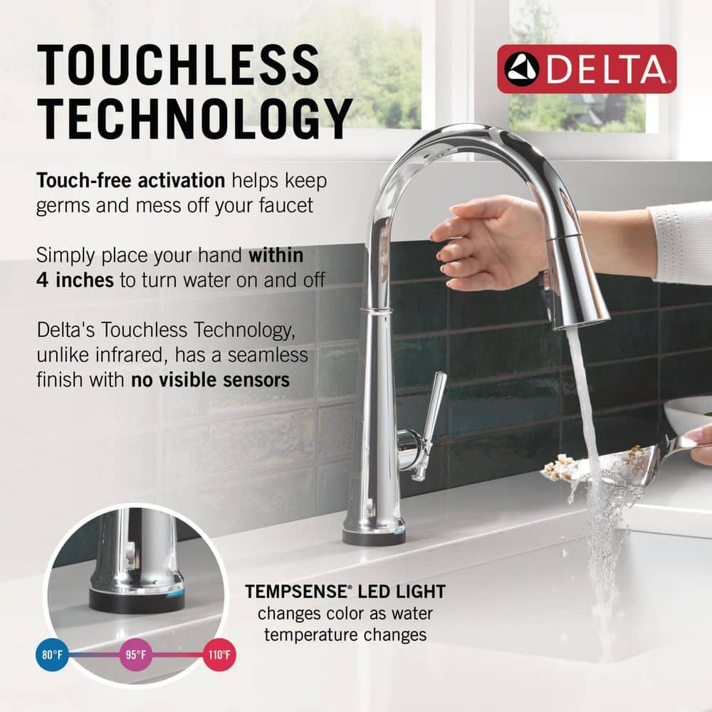 Chrome 17.06 in. Touchless Pull Down Kitchen Faucet with Spray