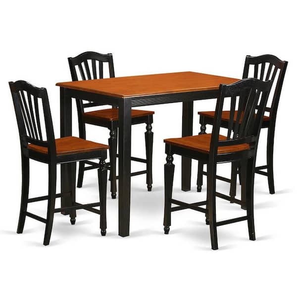 East West Furniture 5-Piece Black Finish Solid Wood Top - Dining Room Set - Seats 4