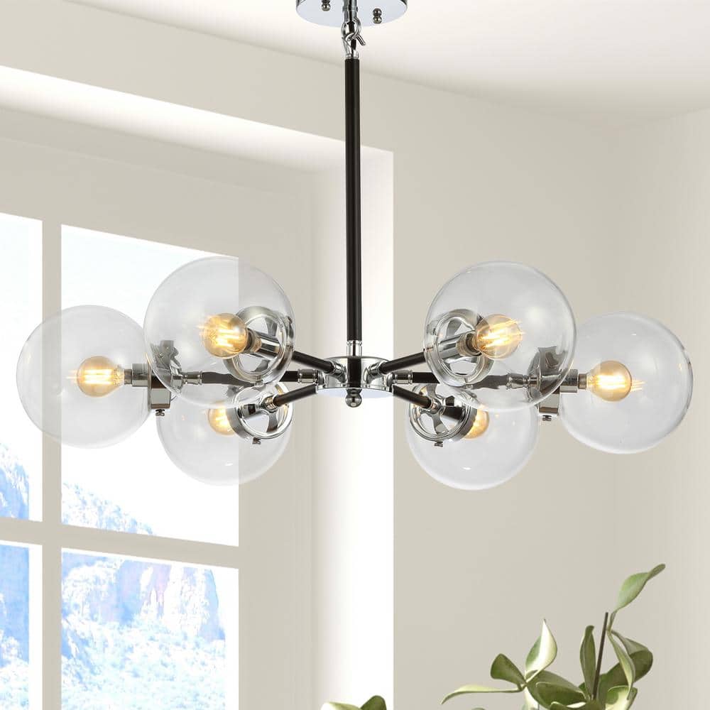 Jonathan Y Caleb 28" Black Chrome Sputnik Chandelier
