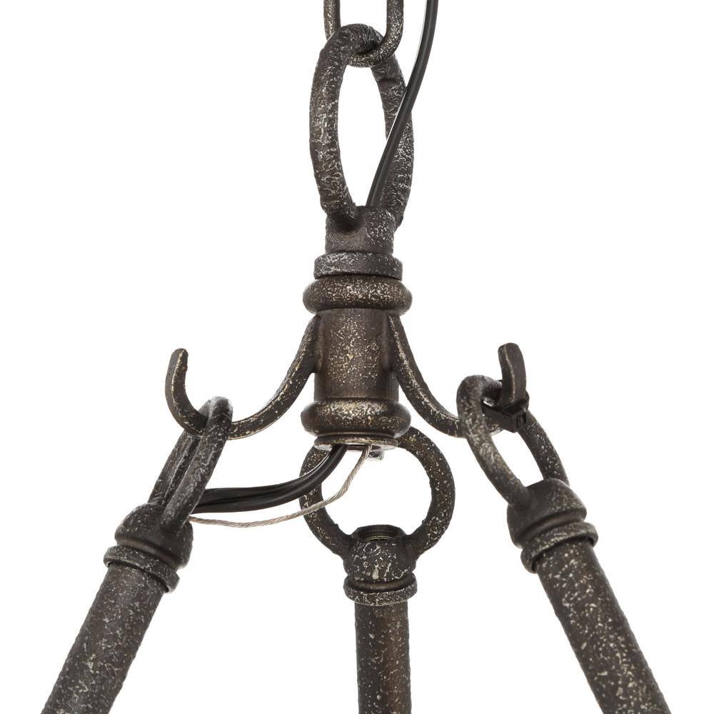 Rustic Black Iron 6-Light Chandelier with Clear Glass Shades
