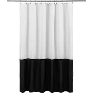 72 in. W x 72 in. L Waterproof Fabric Shower Curtain in Black, White