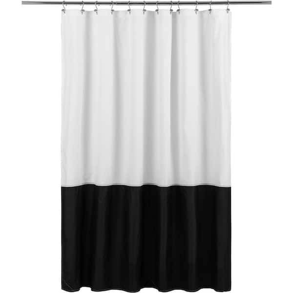 Aoibox 72 in. W x 72 in. L Waterproof Fabric Shower Curtain in Black, White