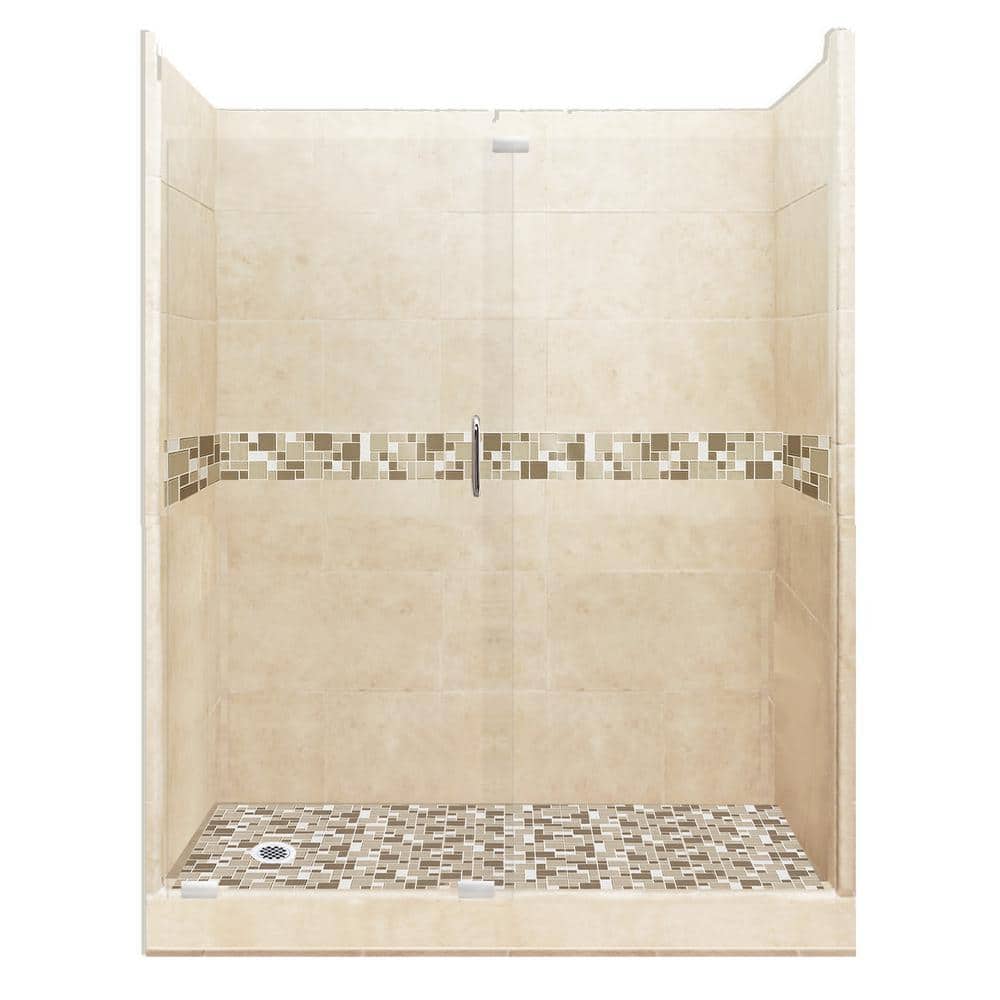 Tuscany Grand Slider 36 in. x 60 in. x 80 in. Left Drain Alcove Shower Kit in Desert Sand and Chrome Hardware price history on PriceWatchPro