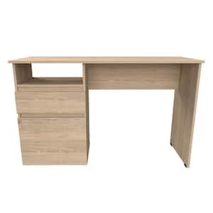 47.24 in. W Rectangular Sandstone Wood 2 Drawer Computer Desk with Open Cubicle