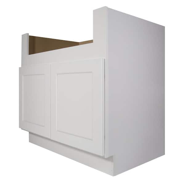 HOMEIBRO White Painted Shaker Style Ready to Assemble Farm Sink Base 36 in. W x 34-1/2 in. H x 24 in. D