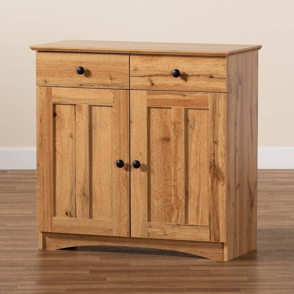 Lauren 31.5" Oak Brown Wood 2-Door Buffet Cabinet