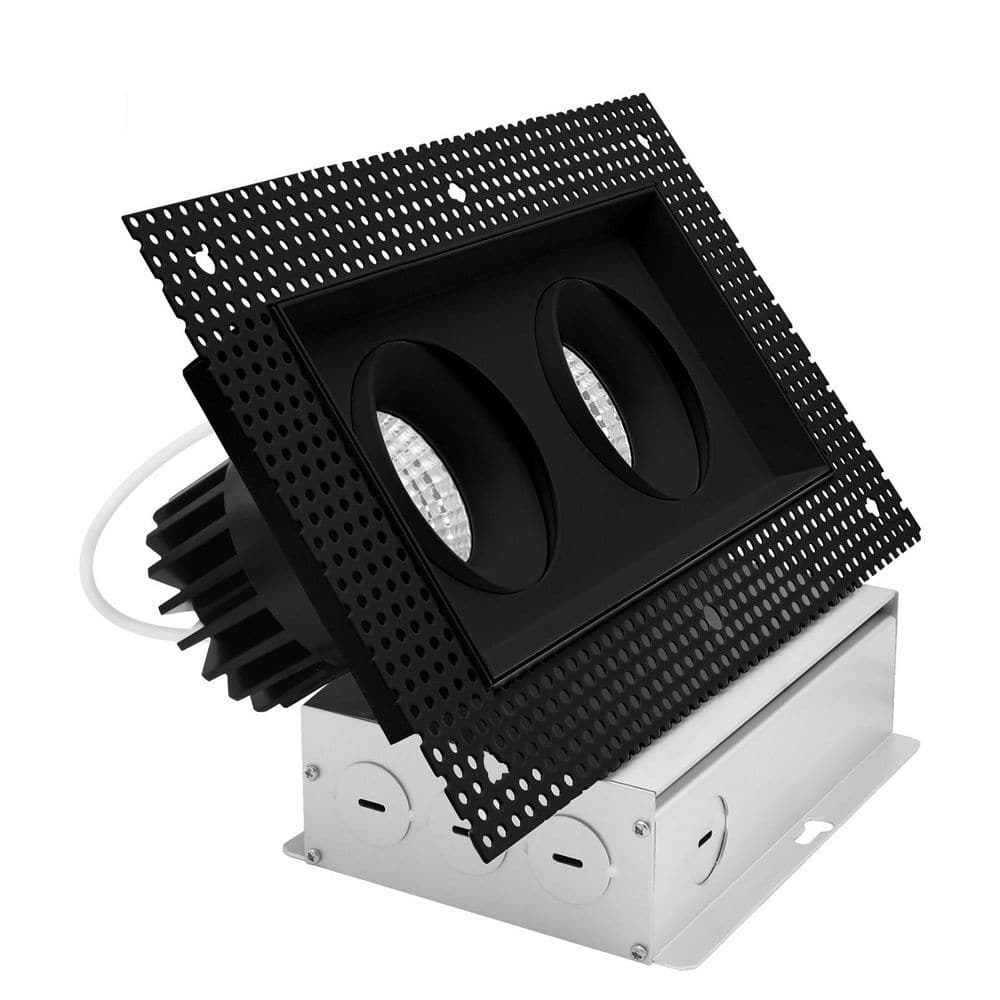 2-Head Integrated LED Black Rectangle Regressed Trimless Gimbal Light, 360° + 15° Swivel, 5CCT, 30W, 2000LM Dimmable price history on PriceWatchPro