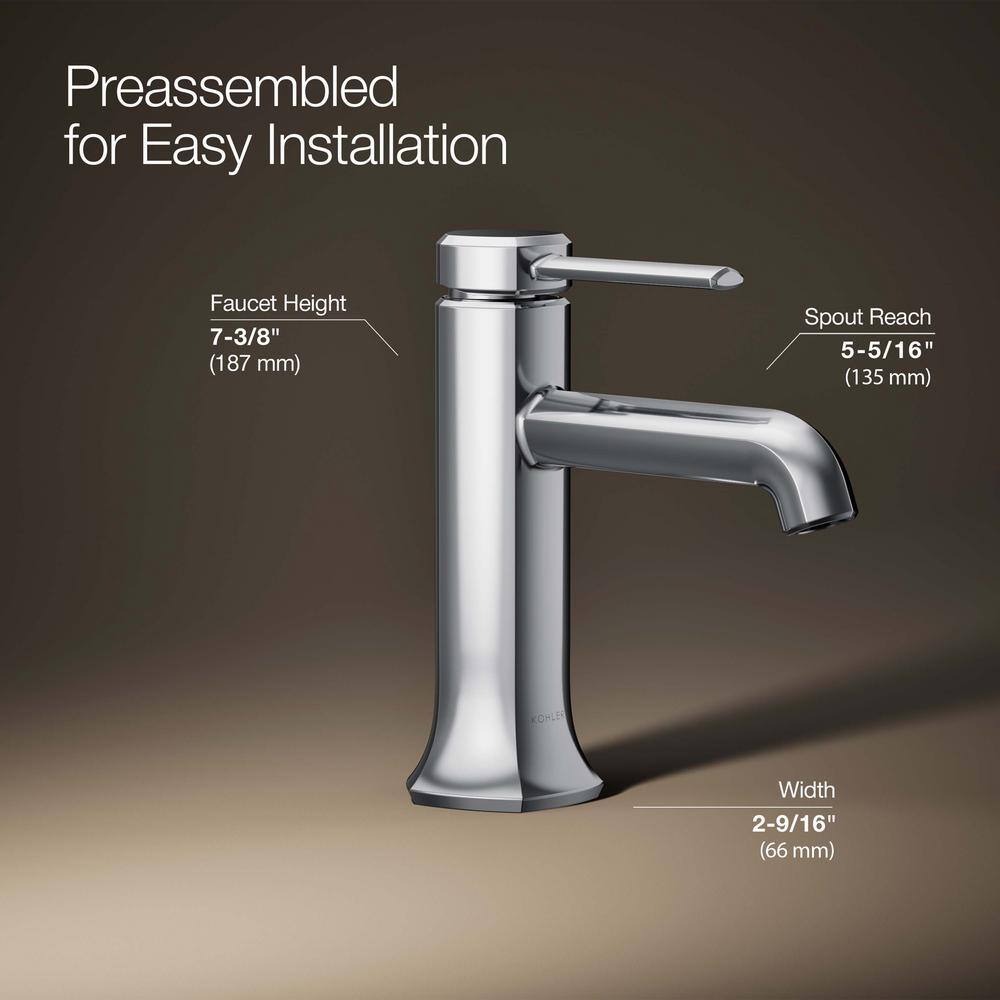 Polished Chrome Single-Handle Bathroom Sink Faucet with Drain Assembly