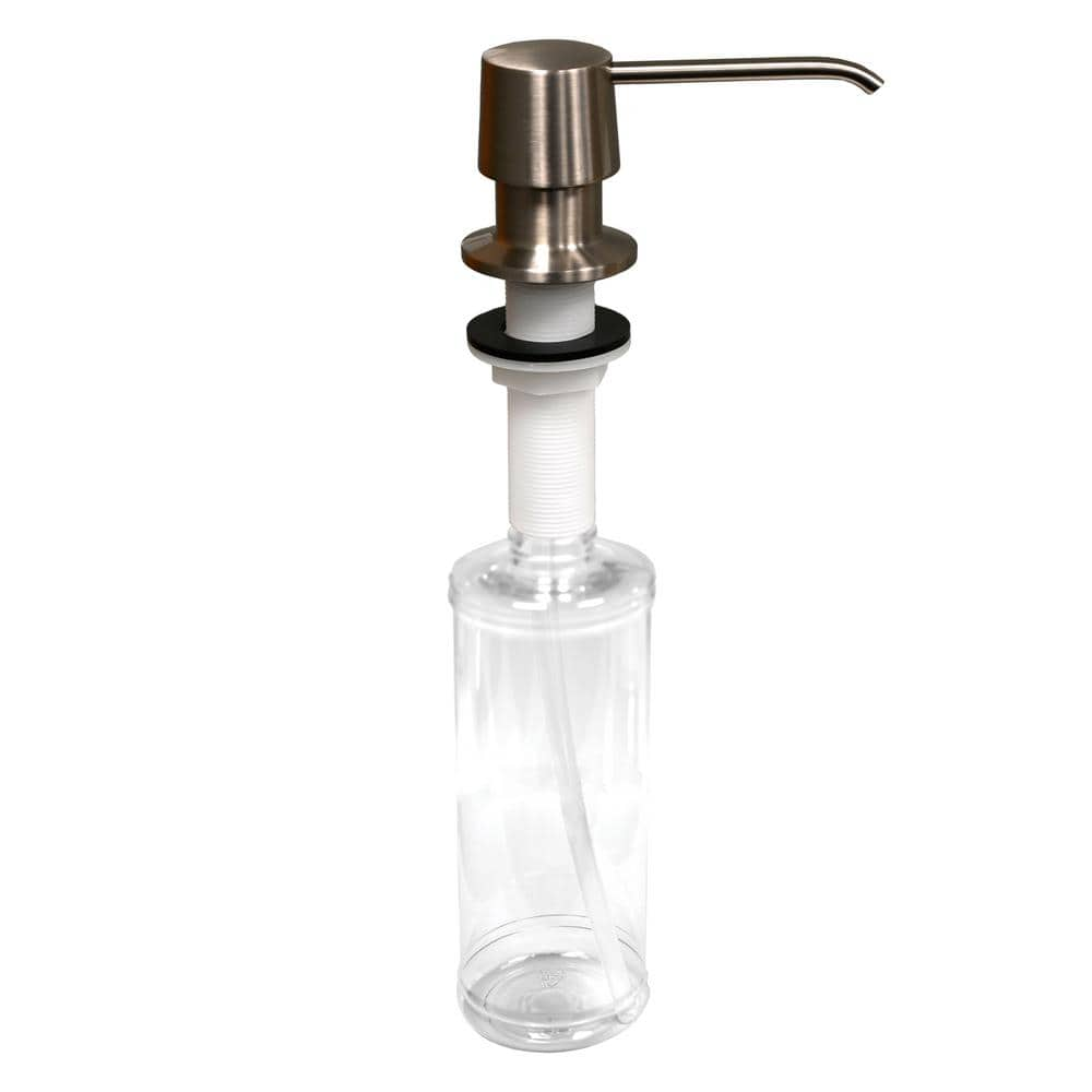 The Plumber's Choice Kitchen Sink Stainless Steel Soap Dispenser Built-in Design for Counter Top with Large Liquid Bottle in Brushed Nickel