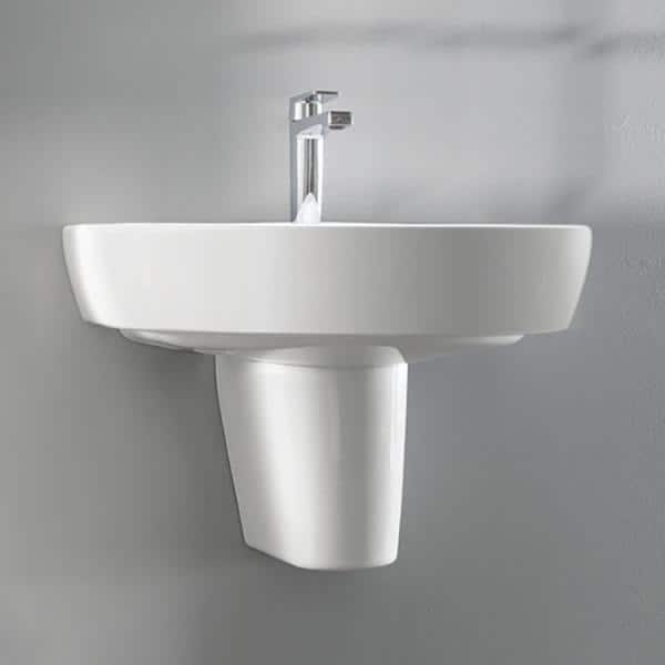 Bella White Ceramic Wall Mounted Bathroom Sink with One Hole