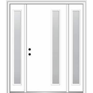68.5 in. x 81.75 in. Viola Right-Hand Inswing 1-Lite Frosted Painted Fiberglass Smooth Prehung Front Door with Sidelites