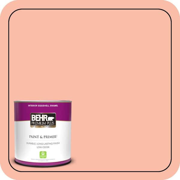 BEHR PREMIUM PLUS 1 qt. #200A-3 Blushing Apricot Eggshell Enamel Low Odor Interior Paint & Primer