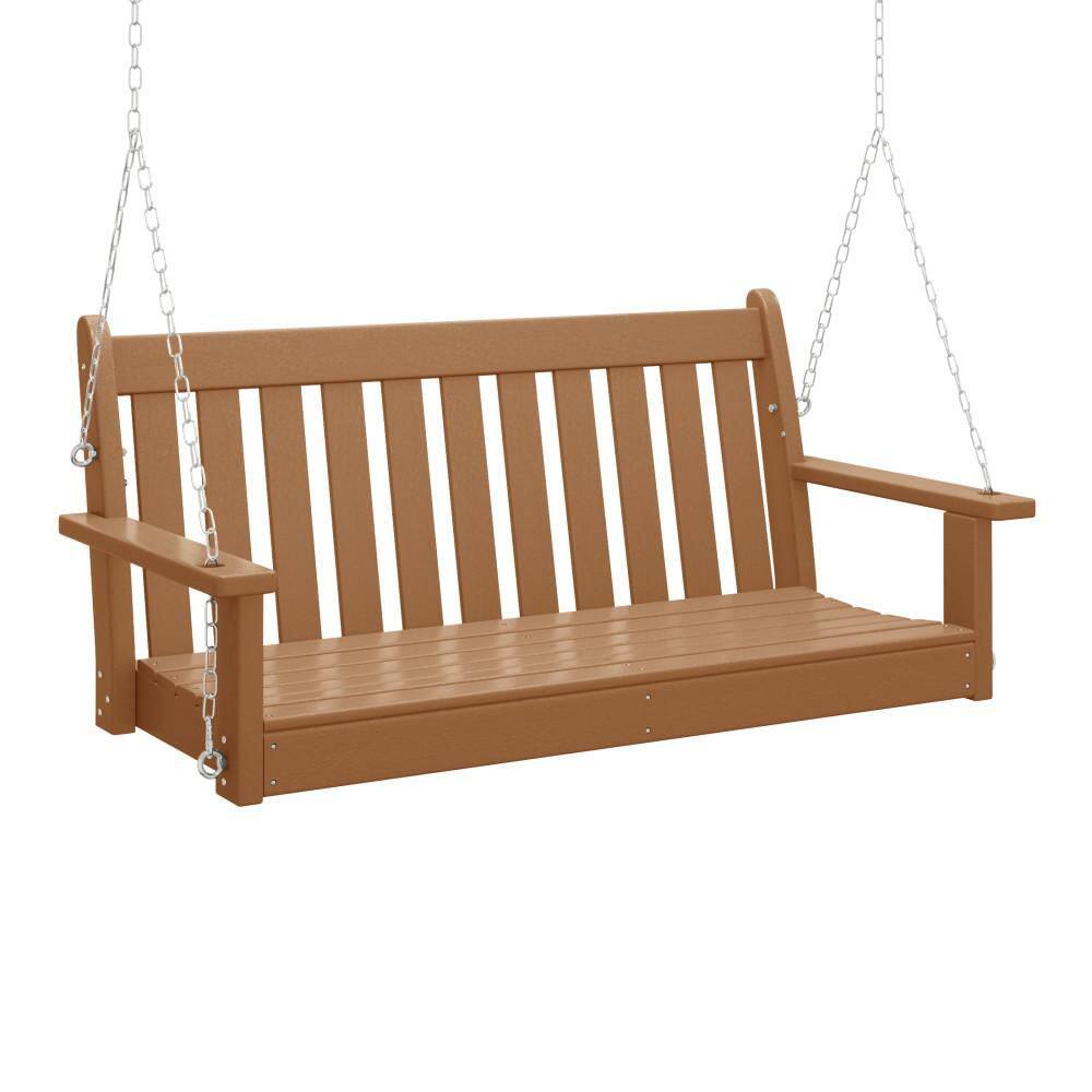"Laguna Outdoor Patio Weather Resistant Poly Plastic 51"" 2-Person Hanging Porch Swing in Teak" price history on PriceWatchPro