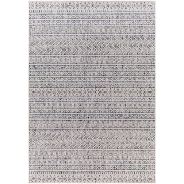 Merrigan Navy 8 ft. x 10 ft. Global Indoor/Outdoor Area Rug