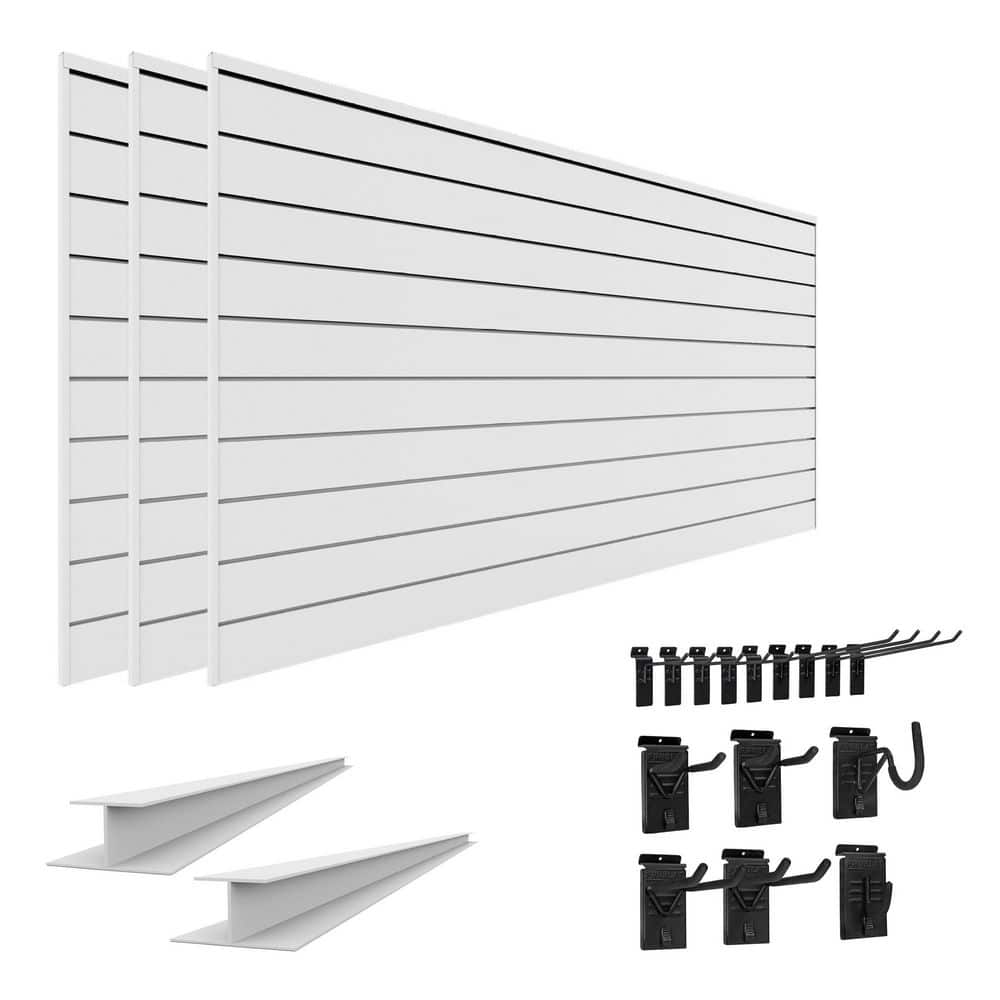 48 in. H x 288 in. W PVC Slatwall Kit with Standard Bundle in White (15-Piece) price history on PriceWatchPro