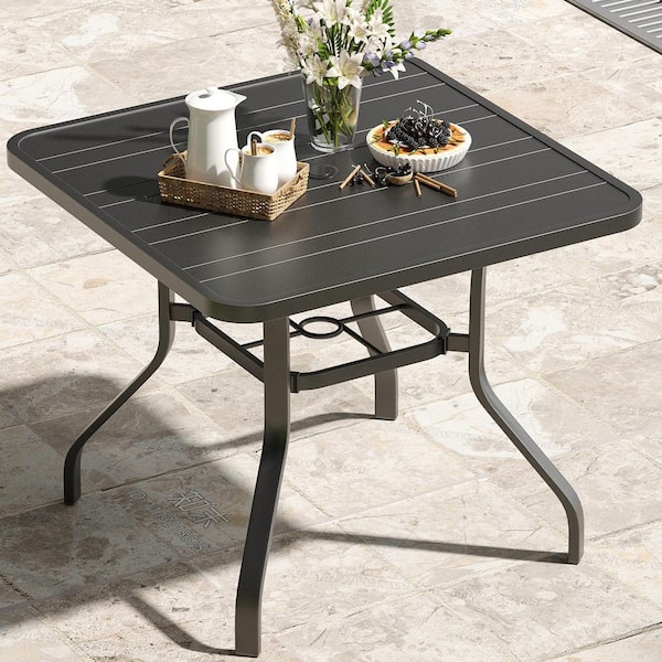Patio Square Metal Outdoor Dining Table with Extension
