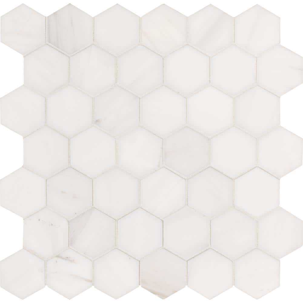 MSI Bianco Dolomite Hexagon 12.25 in. x 12.75 in. Polished Marble Look Floor and Wall Tile (9.8 sq. ft./Case) BIANDOL-2HEXP - The Home Depot