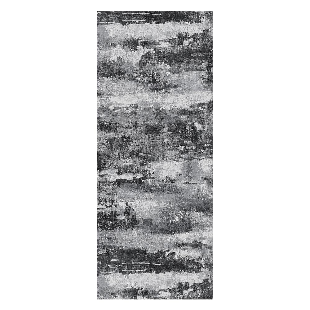 Drak Rugs Limlok Zephyr Machine Washable Dark Drey 2 ft. x 5 ft. Modern Abstract ...