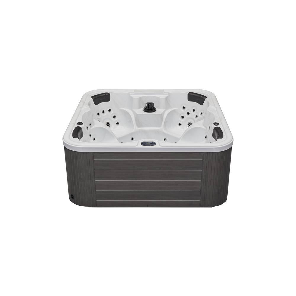 Gray Acrylic 6-Person Square Hot Tub with Ozonator