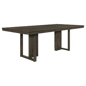86.5 in. Gray Wood Top Sled Dining Table (Seat of 8)