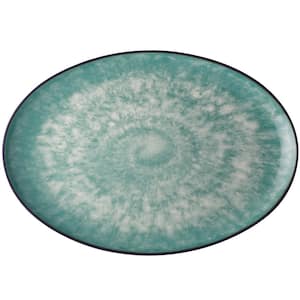 ColorKraft Essence Jade 16 in. Green Stoneware Oval Platter