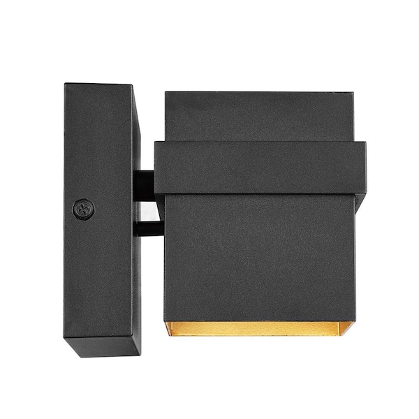 Globe Electric Yvie 4.7 in. Matte Black Outdoor Hardwired Wall Lantern Sconce Integrated LED