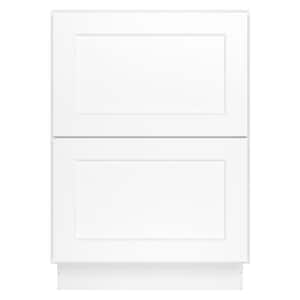 24 in. W x 24 in. D x 34.5 in. H in Shaker White Plywood Ready to Assemble Floor Base Kitchen Cabinet with 2 Drawers