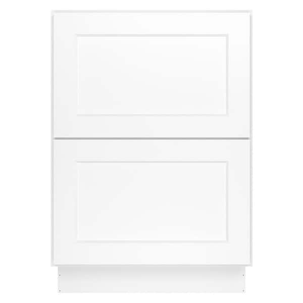 24 in. W x 24 in. D x 34.5 in. H in Shaker White Plywood Ready to Assemble Floor Base Kitchen Cabinet with 2 Drawers
