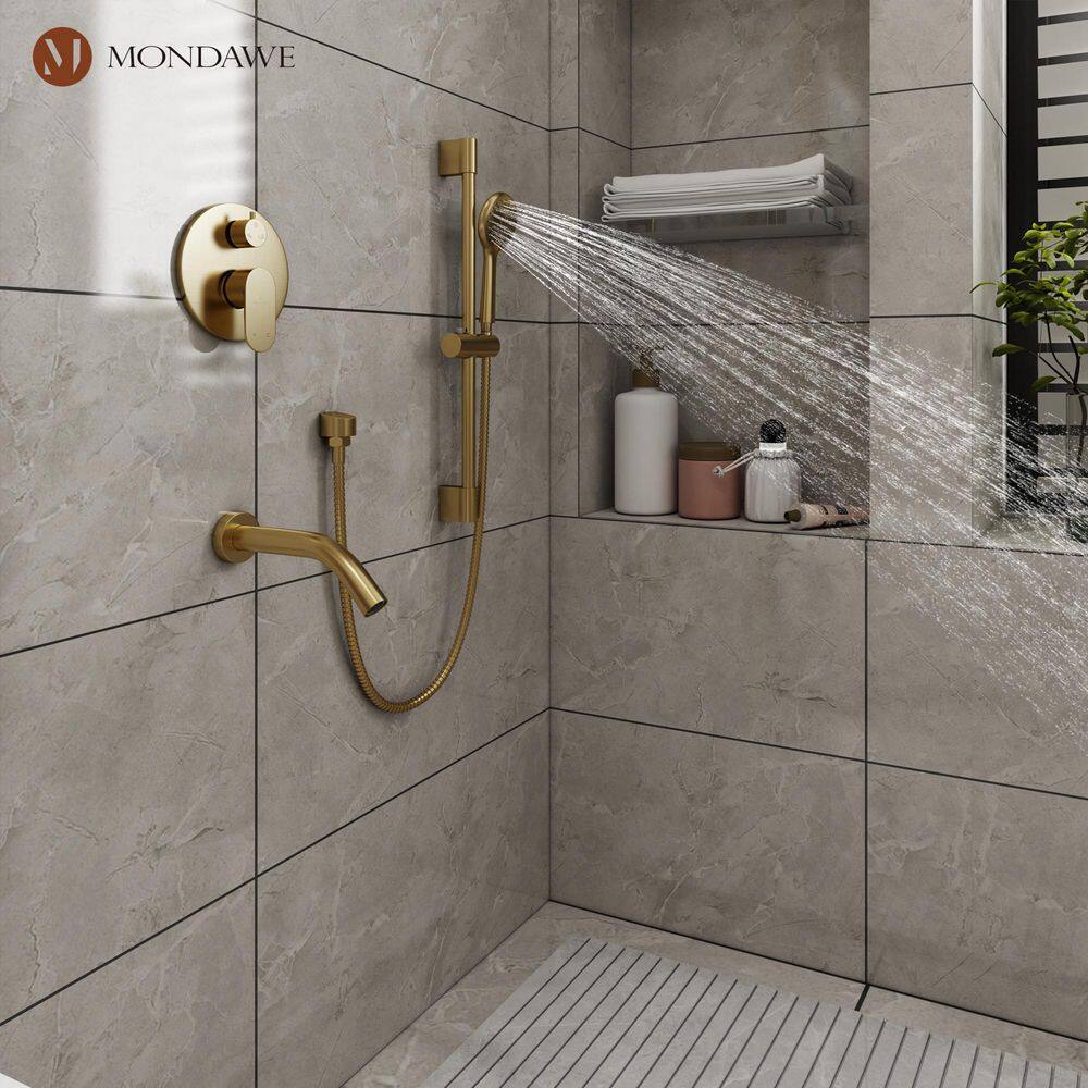 Brushed Gold Dual Shower System with Adjustable Handheld