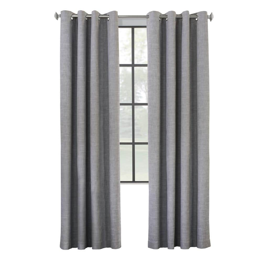 Maya Grey Polyester Smooth 52 in. W x 84 in. L Grommet Indoor Blackout Curt