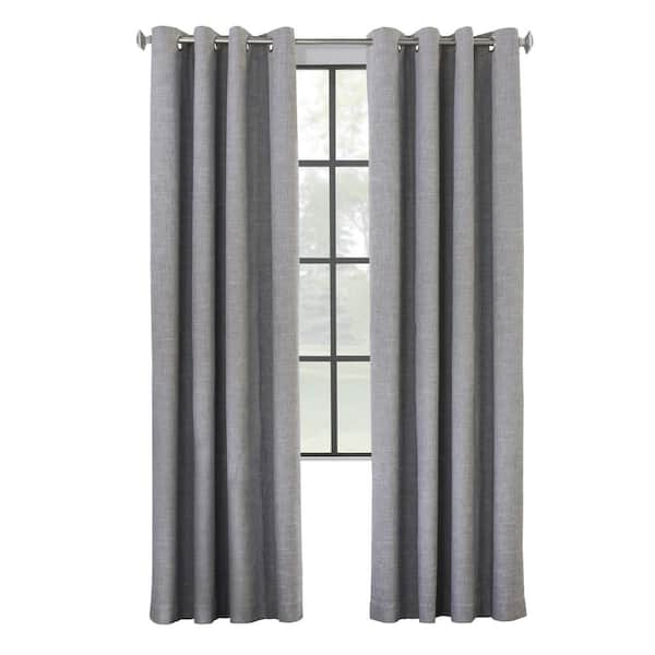 Unbranded Maya Grey Polyester Smooth 52 in. W x 84 in. L Grommet Indoor Blackout Curtain (Single Panel)